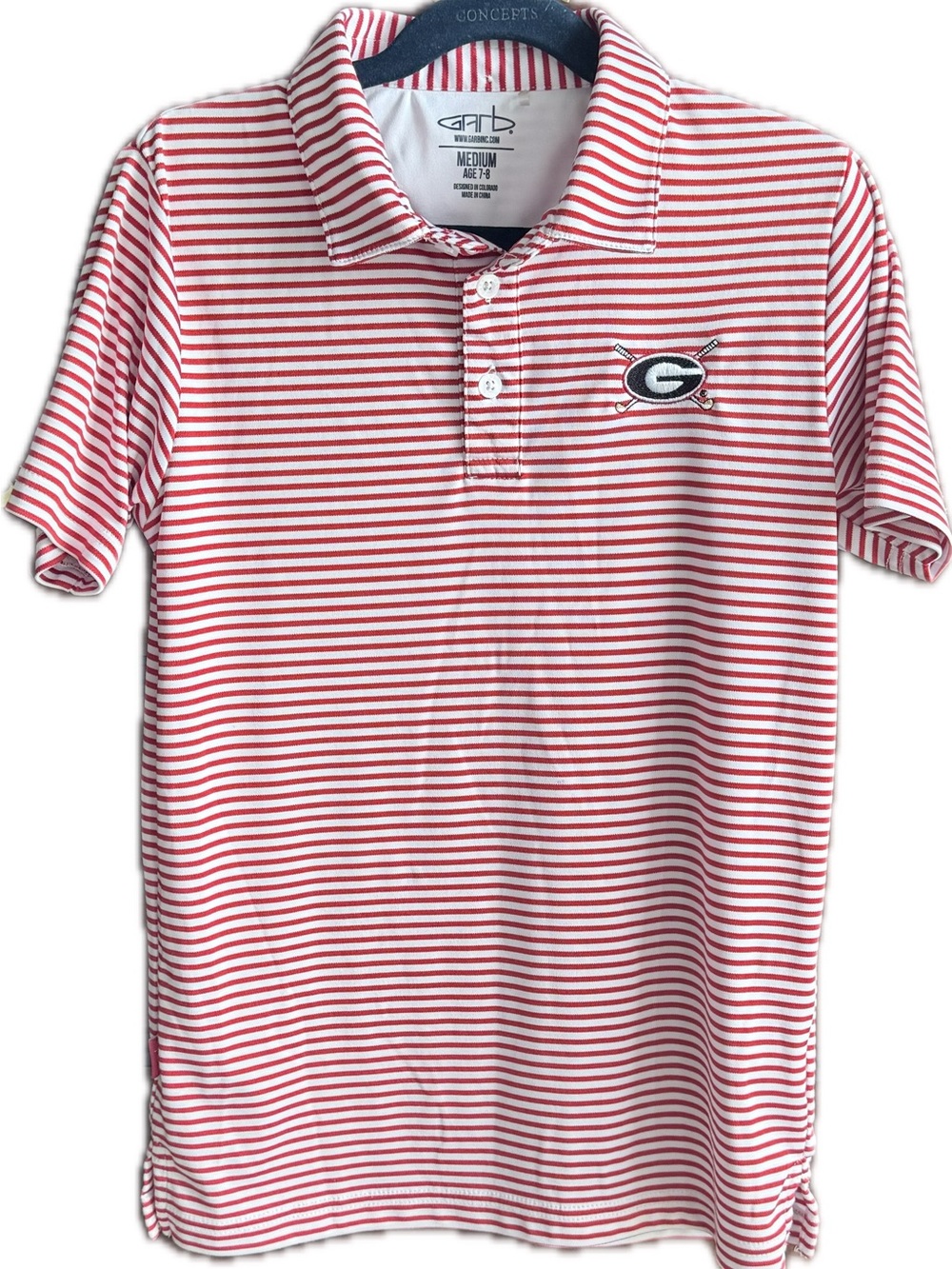 Garb Boys' Red & White Striped Polo - Georgia Bulldogs Logo